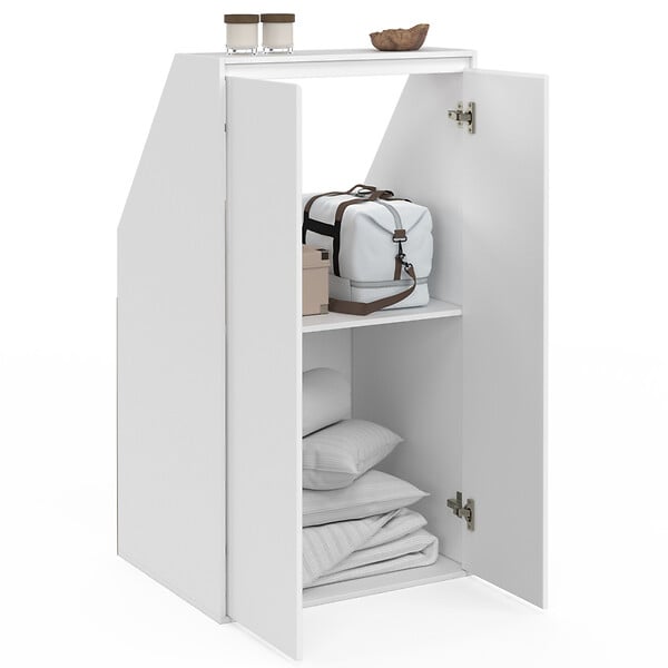 ID MARKET - Armoire sous pente 2 portes TOMI 60 x 50 x 110/70 cm blanc - large