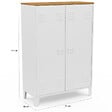 ID MARKET - Armoire basse ESTER 2 portes métal blanc et plateau bois design industriel - vignette