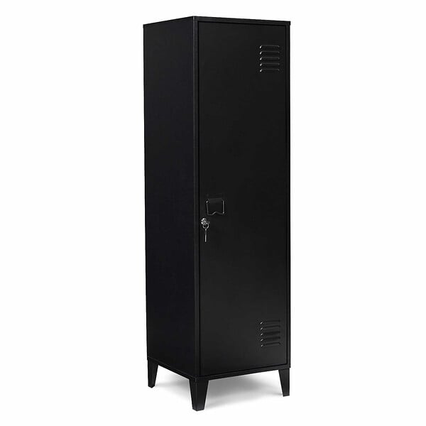 ID MARKET - Armoire vestiaire ESTER 1 porte métal noir design industriel - large