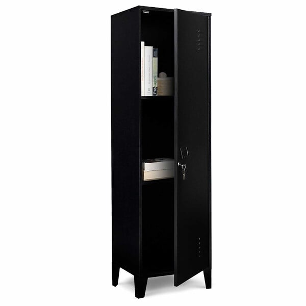 ID MARKET - Armoire vestiaire ESTER 1 porte métal noir design industriel - large