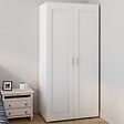 ID MARKET - Armoire 2 portes VITO blanc penderie 80 cm avec étagères rangement maxi capacité - vignette