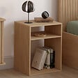 ID MARKET - Lot de 2 tables de chevet NORA avec rangements ouverts effet lattes et bois - vignette