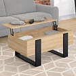 ID MARKET - Table basse plateau relevable rectangulaire PHOENIX bois et noir - vignette