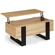 ID MARKET - Table basse plateau relevable rectangulaire PHOENIX bois et noir - vignette