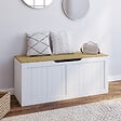 ID MARKET - Banc coffre rangement 100 cm LEON bois et blanc - vignette