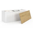 ID MARKET - Banc coffre rangement 100 cm LEON bois et blanc - vignette