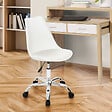 ID MARKET - Chaise de bureau scandinave SARA blanche à roulettes - vignette