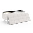 ID MARKET - Banc coffre rangement LOUIS pieds métal noir 100 cm tissu bouclette blanc - vignette
