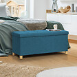 ID MARKET - Banc coffre rangement sur pied 100 cm tissu bleu canard - vignette