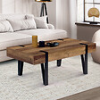 ID MARKET - Table basse rectangulaire 1 tiroir AUSTRIA 100 cm bois pied épingle noir - vignette