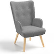 ID MARKET - Fauteuil scandinave IVAR en tissu gris clair - vignette