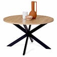 ID MARKET - Table basse ronde ALIX pied araignée 70 cm bois et noir - vignette