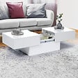 ID MARKET - Table basse coulissante rectangulaire MARTA bois blanc - vignette