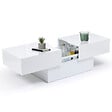 ID MARKET - Table basse coulissante rectangulaire MARTA bois blanc - vignette