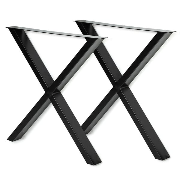 ID MARKET - Lot de 2 pieds de table forme X 72x73 cm noir design industriel - large