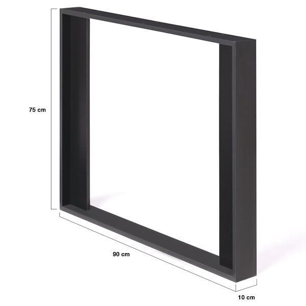 ID MARKET - Lot de 2 pieds de table carré PHOENIX noir 75 cm - large