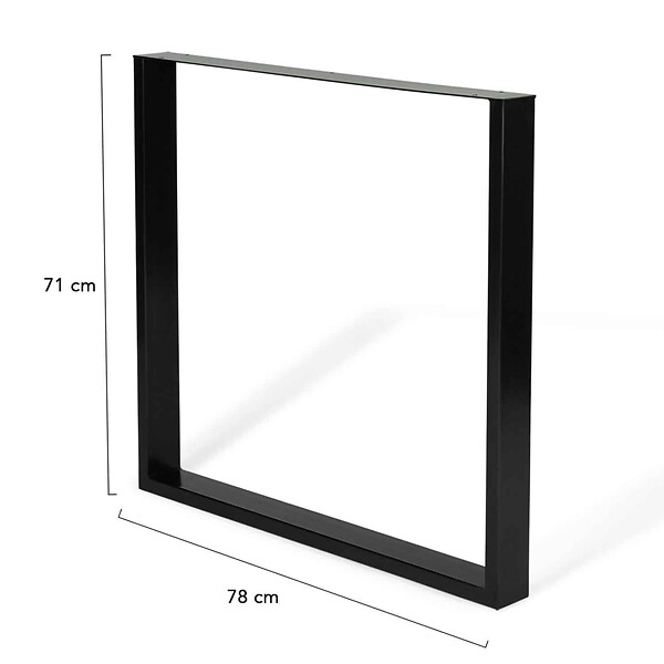 ID MARKET - Lot de 2 pieds de table carrés 78x71 cm noir design industriel - large