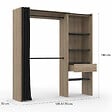 ID MARKET - Dressing extensible MARTY 120/170 x 50 x 180 cm hêtre avec étagères + double penderie + rideau noir - vignette