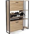 ID MARKET - Meuble à chaussures 18 paires LUIS 3 portes avec étagère design industriel - vignette