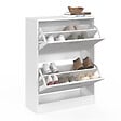 ID MARKET - Meuble à chaussures 12 paires KLARK 2 portes blanc - vignette