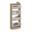 ID MARKET - Meuble à chaussures 24 paires KLARK imitation hêtre 4 portes blanches - vignette