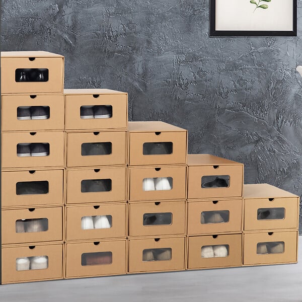 ID MARKET - Lot de 20 cartons boites de rangement à chaussures avec tiroir - large