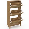 ID MARKET - Meuble à chaussures 18 paires HANAE 3 portes effet naturel cannage - vignette