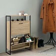 ID MARKET - Meuble à chaussures 12 paires LUIS 2 portes avec étagère supérieure design industriel - vignette