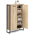 ID MARKET - Armoire à chaussures 18 paires LUIS 2 portes design industriel - vignette