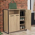 ID MARKET - Armoire à chaussures 18 paires LUIS 3 portes avec niche design industriel - vignette