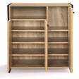 ID MARKET - Armoire à chaussures 18 paires LUIS 3 portes avec niche design industriel - vignette