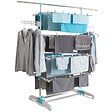 ID MARKET - Séchoir à linge vertical pliable 4 niveaux OPTIMUM capacité 30M avec tringle télescopique blanc et bleu - vignette