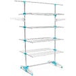 ID MARKET - Séchoir à linge vertical pliable 4 niveaux OPTIMUM capacité 30M avec tringle télescopique blanc et bleu - vignette