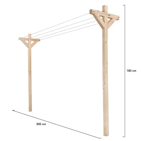 ID MARKET - Etendoir à linge extérieur MADERA capacité 12M en bois - large