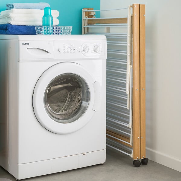 ID MARKET - Séchoir à linge pliable DELUXE capacité 27M blanc et effet bois - large
