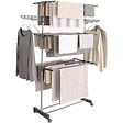 ID MARKET - Séchoir à linge vertical pliable 3 niveaux MAXIMA capacité 20M inox et gris - vignette