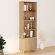 ID MARKET - Etagère bibliothèque 4 niveaux avec placard JULIETTE lattes tasseau bois coloris chêne - vignette