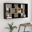 ID MARKET - Etagère murale COLETTE avec 8 compartiments noir et effet bois - vignette