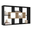 ID MARKET - Etagère murale COLETTE avec 8 compartiments noir et effet bois - vignette