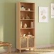 ID MARKET - Etagère bibliothèque 4 niveaux avec placard EDHEN cannage et bois - vignette