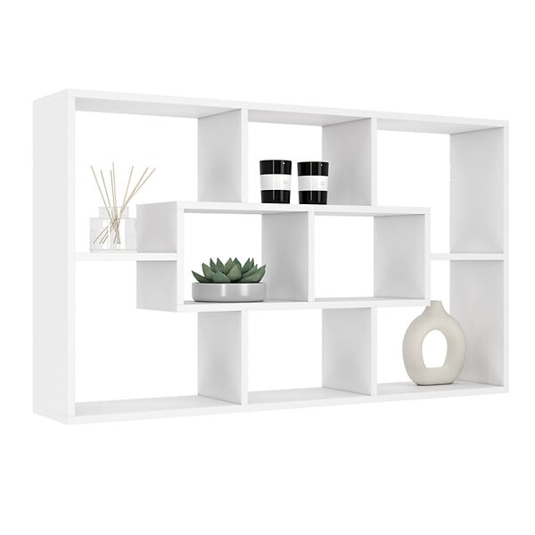 ID MARKET - Etagère murale COLETTE avec 8 compartiments blanc - large