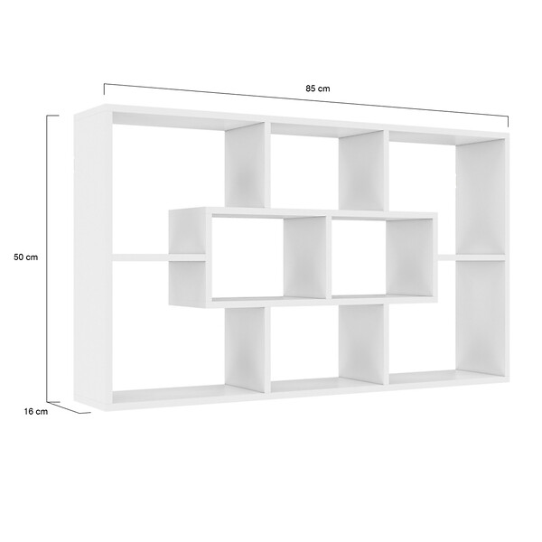 ID MARKET - Etagère murale COLETTE avec 8 compartiments blanc - large