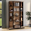 ID MARKET - Bibliothèque coulissante ALPHONSE 5 niveaux 15 niches bois et noir - vignette