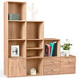 ID MARKET - Meuble de rangement en escalier LIAM 4 niveaux bois façon hêtre avec porte et tiroirs - vignette