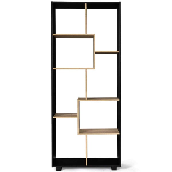 ID MARKET - Etagère à double position TANIA bois noir et imitation hêtre L.161 cm - large