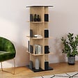 ID MARKET - Etagère bibliothèque rotative 4 niveaux RAPHA noir et effet bois - vignette