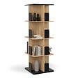 ID MARKET - Etagère bibliothèque rotative 4 niveaux RAPHA noir et effet bois - vignette