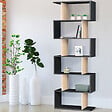 ID MARKET - Etagère bibliothèque SOFIA forme S bois façon hêtre et noir 189 cm - vignette