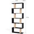 ID MARKET - Etagère bibliothèque SOFIA forme S bois façon hêtre et noir 189 cm - vignette