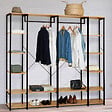 ID MARKET - Dressing modulable double penderie étagère L. 180 cm DETROIT design industriel - vignette